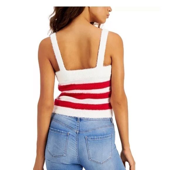 New Hooked Up by IOT Juniors Holiday Bow-Front Tank,Red, top M - Picture 3 of 7